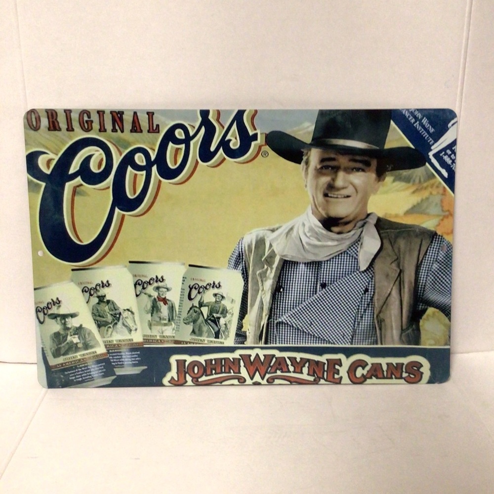 Original Coors Beer JohnWayne cans metal tin sign